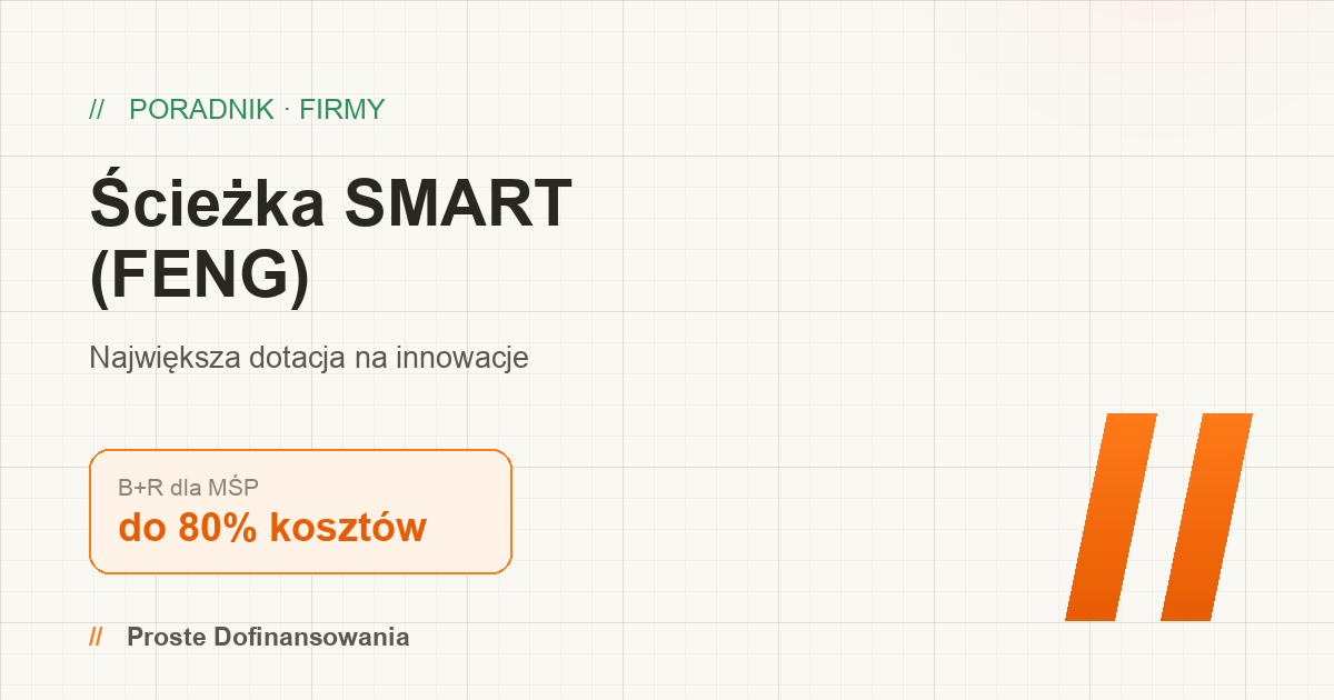 Ścieżka SMART 2026 (FENG) — największa dotacja na innowacje dla firm