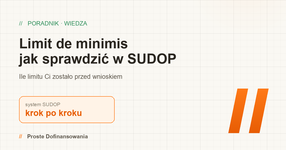Limit de minimis — jak sprawdzić w SUDOP, ile Ci zostało