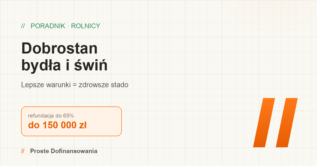 Dobrostan bydła i świń 2026 — do 150 000 zł na poprawę warunków